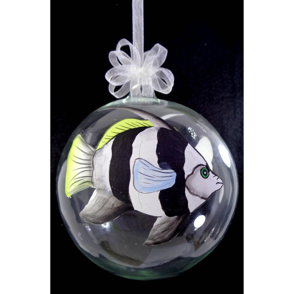 Set of 6pc Handpainted Nature Inspired Green Christmas Glass Ornaments w/ Organza Ribbon for Xmas Tr - Image 4