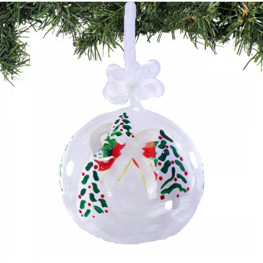 Set of 6pc Colorful Santa Face Design Glass Christmas Ornaments with Organza Ribbon for Xmas Tree Or - Image 2