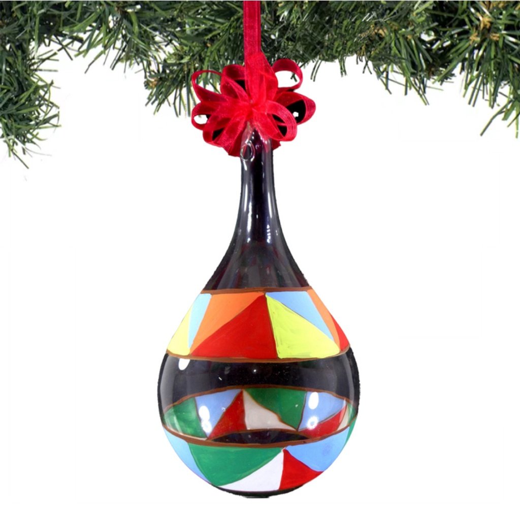 Set of 6pc Colorful Glass Christmas Ornaments with Organza Ribbon for Xmas Tree Ornaments Hanging De - Image 3