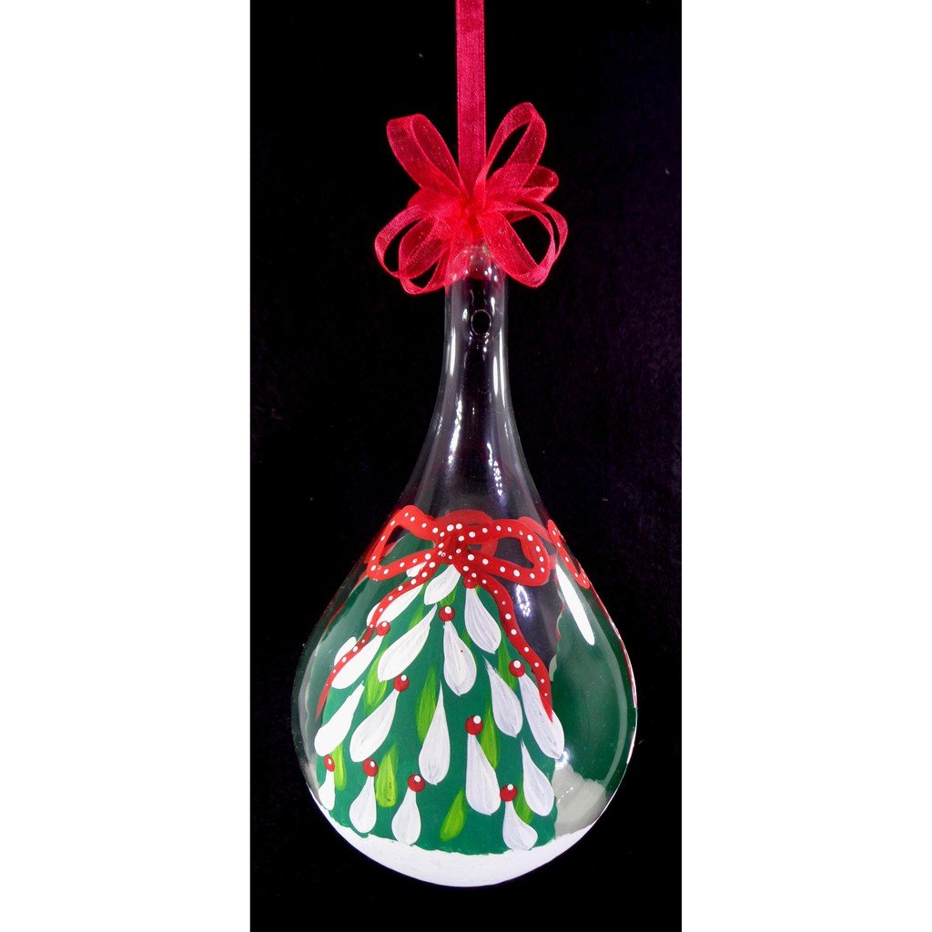 Set of 6pc Colorful Glass Christmas Ornaments with Organza Ribbon for Xmas Tree Ornaments Hanging De