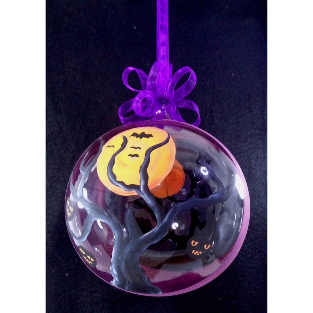 Set of 6pc Colorful Glass Christmas Ornaments with Organza Ribbon for Xmas Tree Ornaments Hanging De