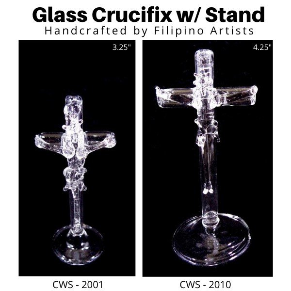 Crucifix with Stand Religious Figurines Glass Clear 4.25" - Image 2