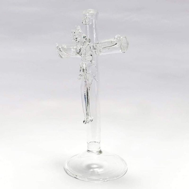 Crucifix with Stand Religious Figurines Glass Clear 4.25" - Image 4