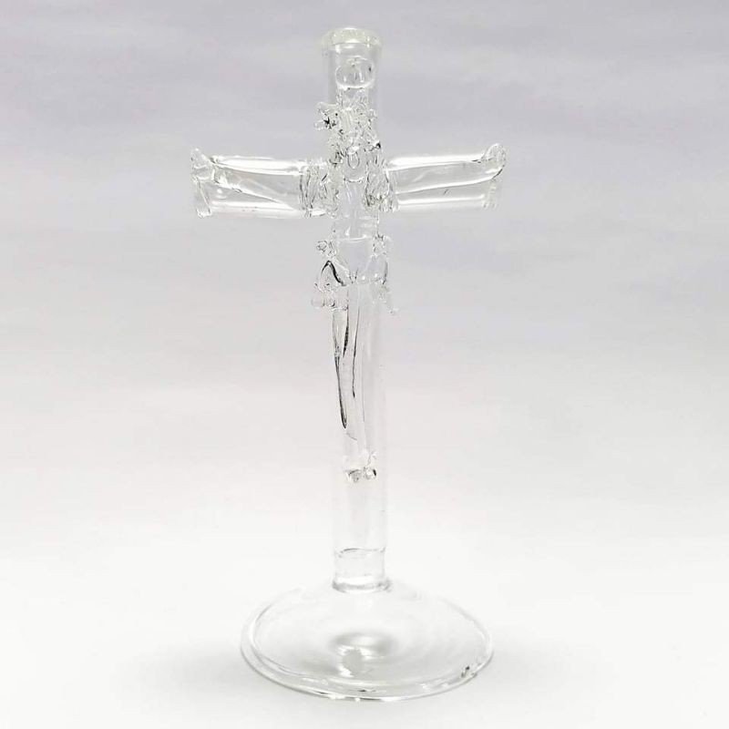 Crucifix with Stand Religious Figurines Glass Clear 4.25" - Image 5