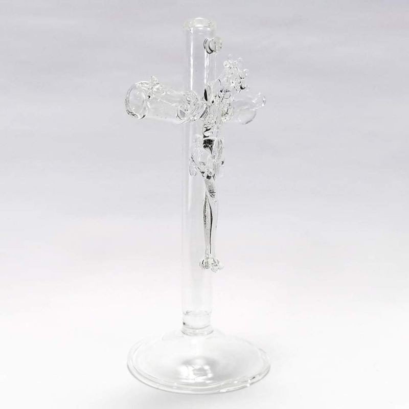 Crucifix with Stand Religious Figurines Glass Clear 4.25" - Image 6