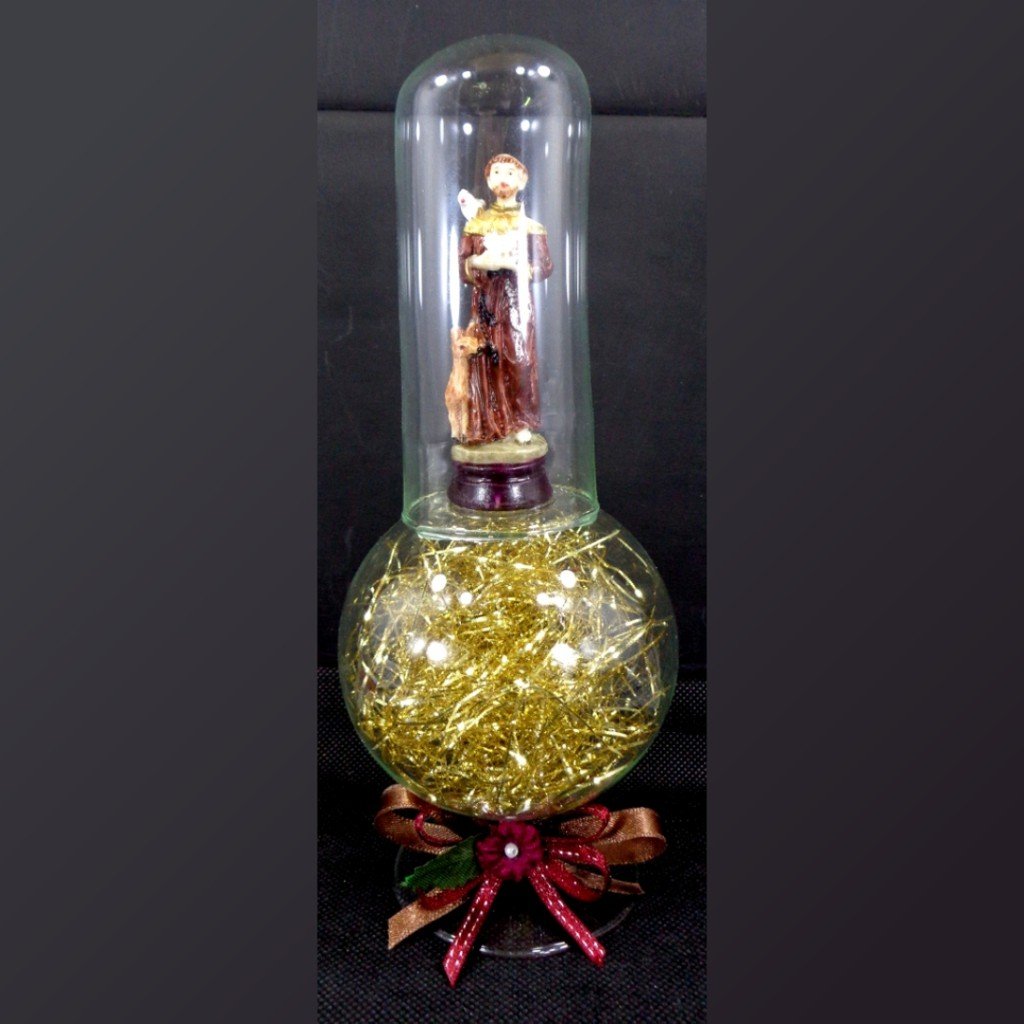 Saint Anthony de Padua Religious Figurines Home Decor Accents in Double Glass