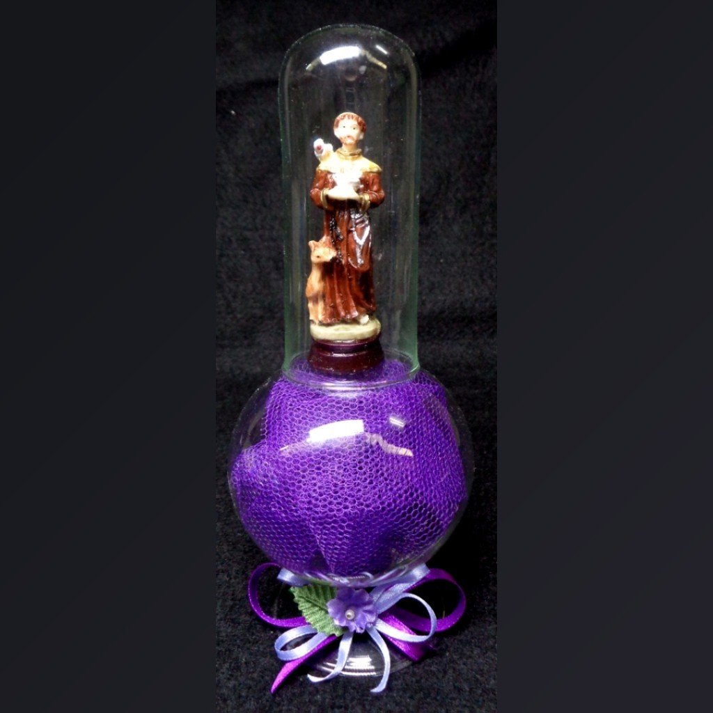 Saint Anthony De Padua Religious Figurines Home Decor Accents in Double Glass