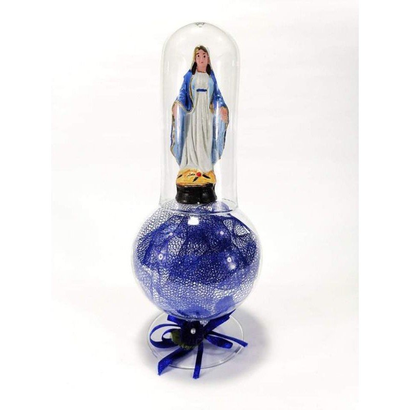 Mama Mary Religious Figurines Home Decor Accents in Double Glass Dome Blue - Image 3