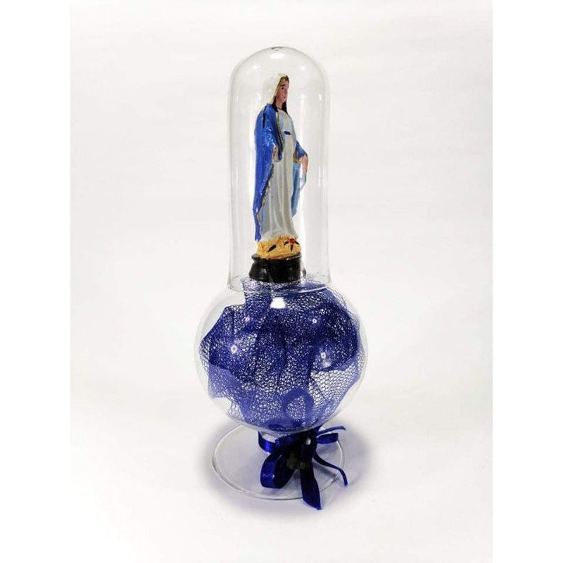 Mama Mary Religious Figurines Home Decor Accents in Double Glass Dome Blue - Image 4
