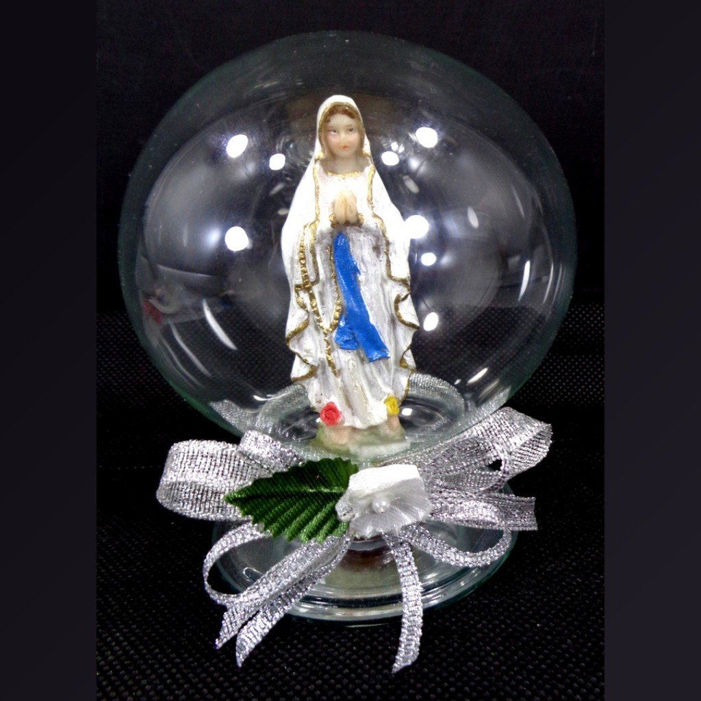 Mama Mary Religious Figurines Home Decor Accents in Glass Ball 4"