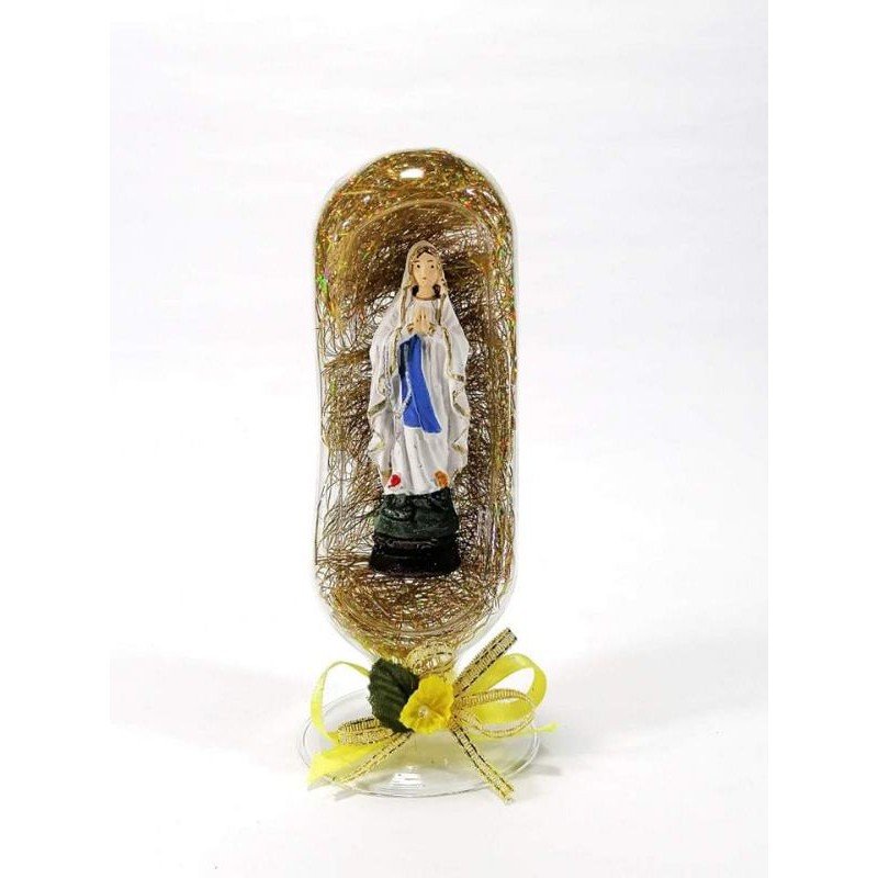 Mama Mary Statue Religious Figurines Home Decor Accents in Glass Dome - Image 2