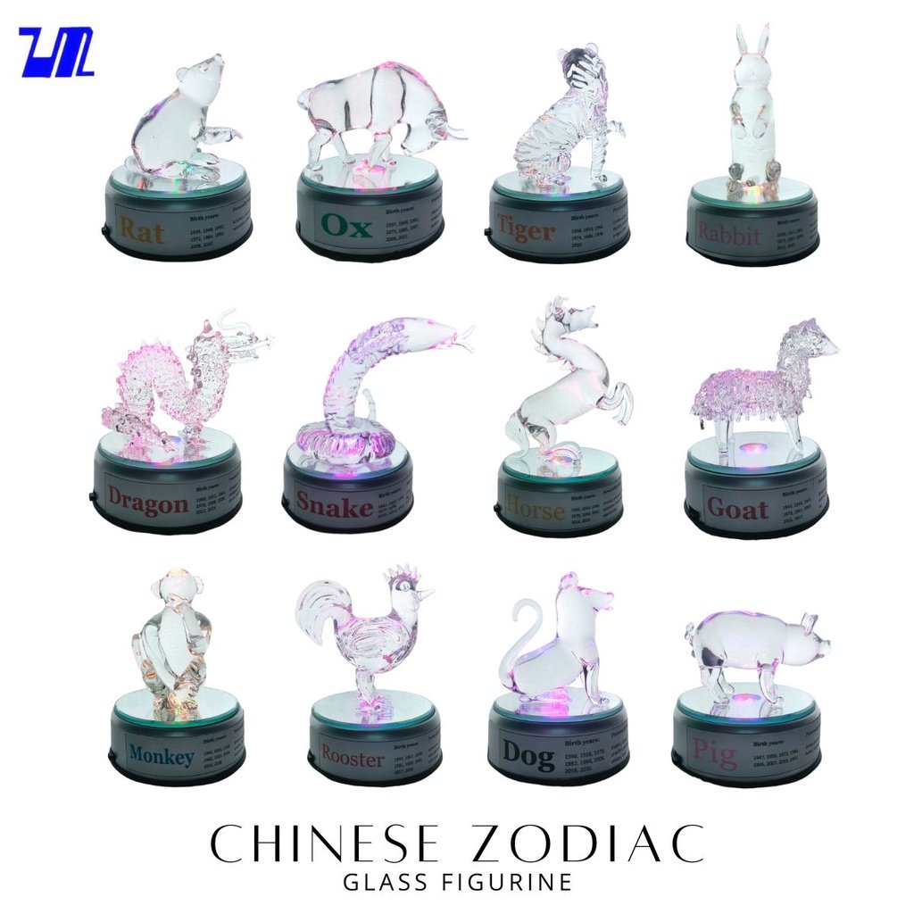 2023 Year of the Rabbit Zodiac Sign Animal Glass Figurine for Wealth and Luck Feng Shui Home Decor
