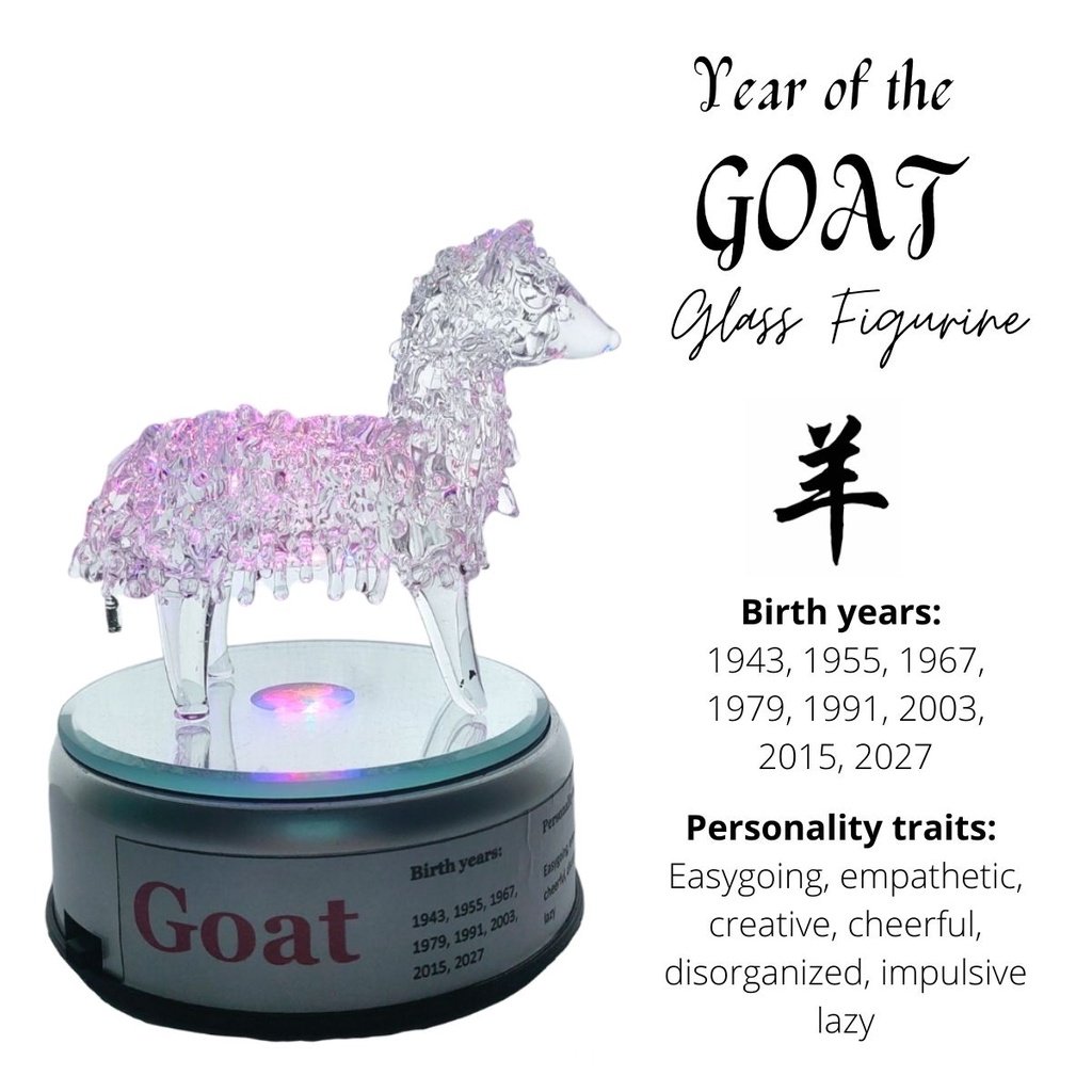 Sheep Chinese Zodiac Sign Lucky Charm Figurine with Rotating Base