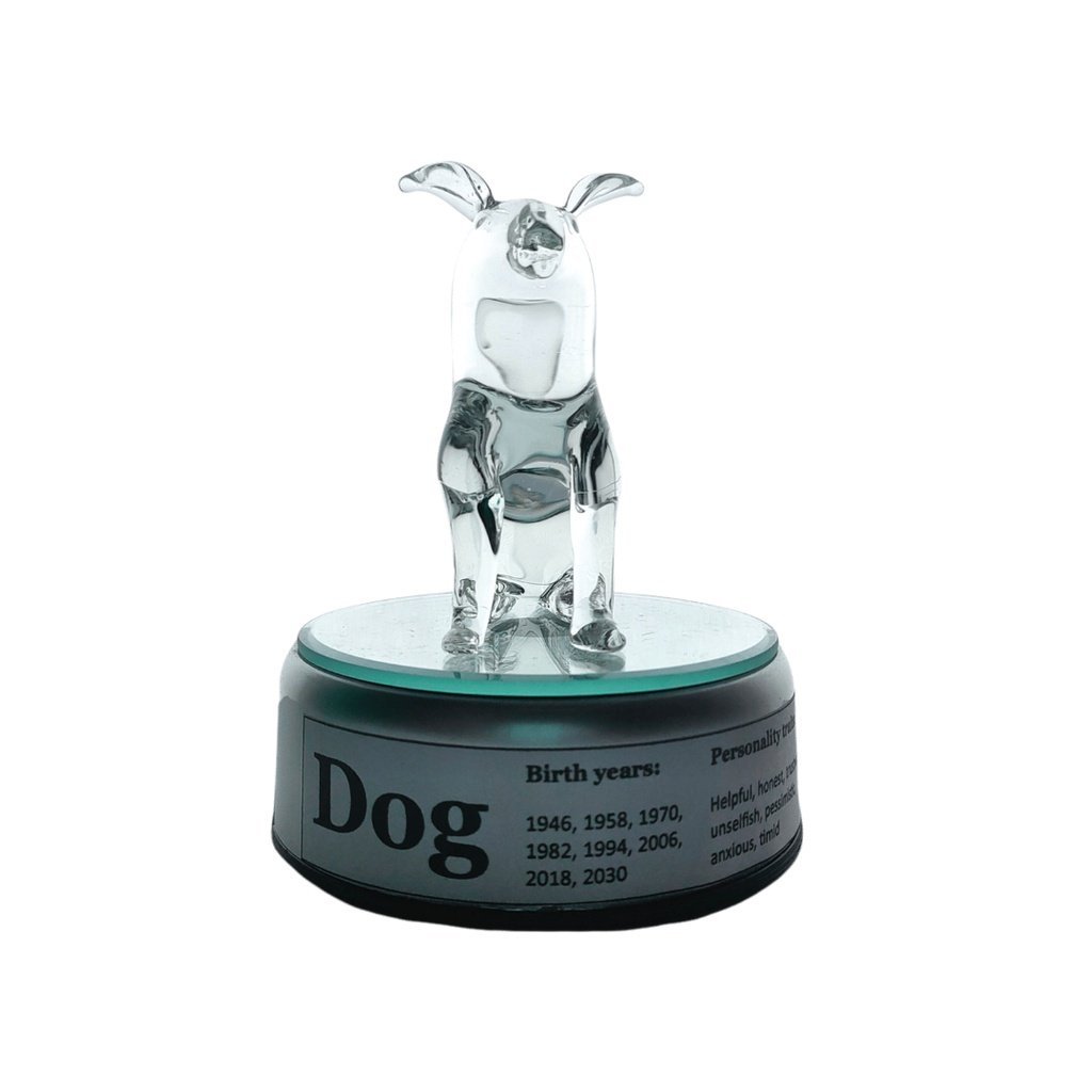 Dog Chinese Zodiac Sign Lucky Charm Figurine with Rotating Base - Image 2