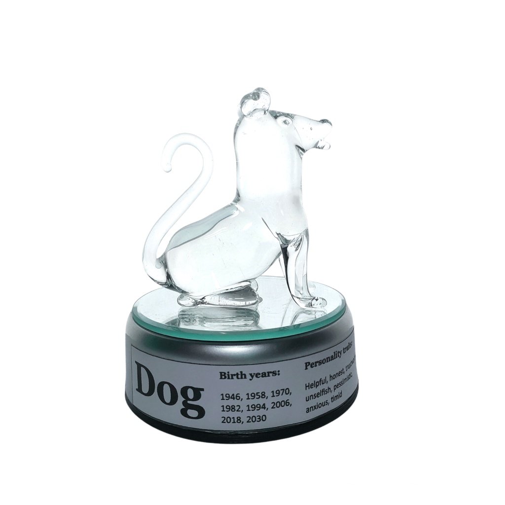 Dog Chinese Zodiac Sign Lucky Charm Figurine with Rotating Base - Image 3