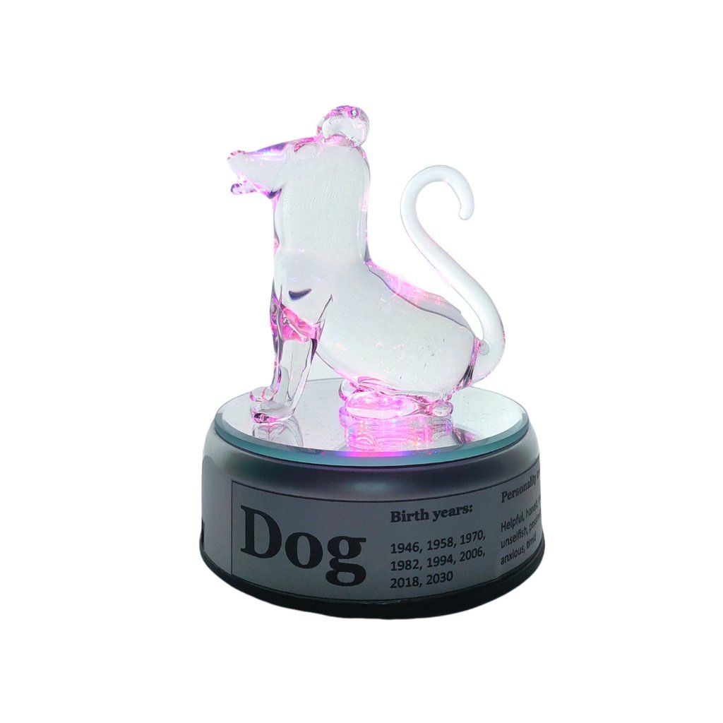 Dog Chinese Zodiac Sign Lucky Charm Figurine with Rotating Base - Image 4