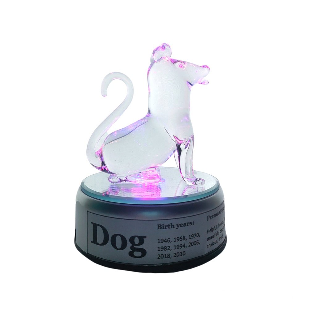 Dog Chinese Zodiac Sign Lucky Charm Figurine with Rotating Base - Image 5