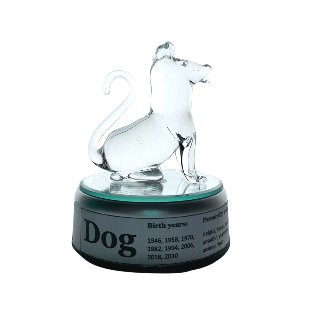 Dog Chinese Zodiac Sign Lucky Charm Figurine with Rotating Base - Image 6