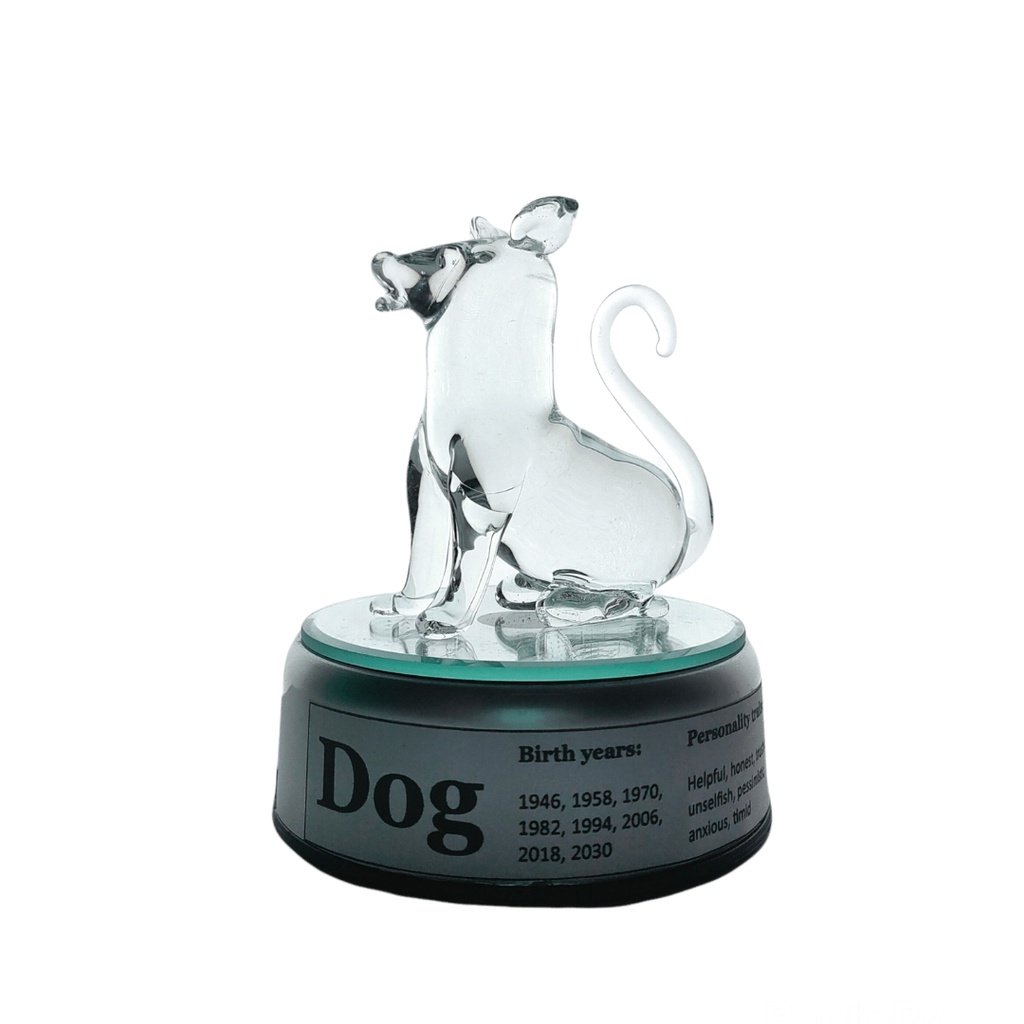 Dog Chinese Zodiac Sign Lucky Charm Figurine with Rotating Base - Image 7