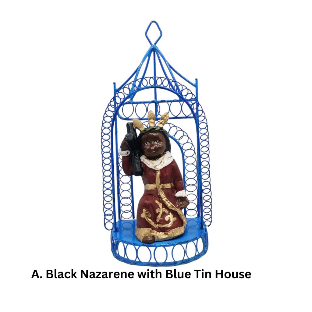 Chibi Saint Black Nazarene with Tin House Religious Figurines Home Decor Height: 4-5 inches - Image 2
