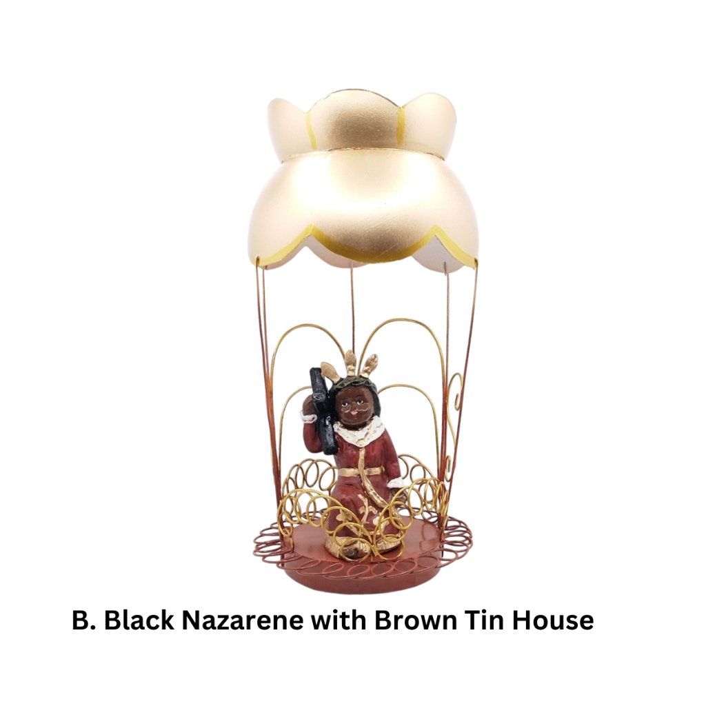 Chibi Saint Black Nazarene with Tin House Religious Figurines Home Decor Height: 4-5 inches - Image 3