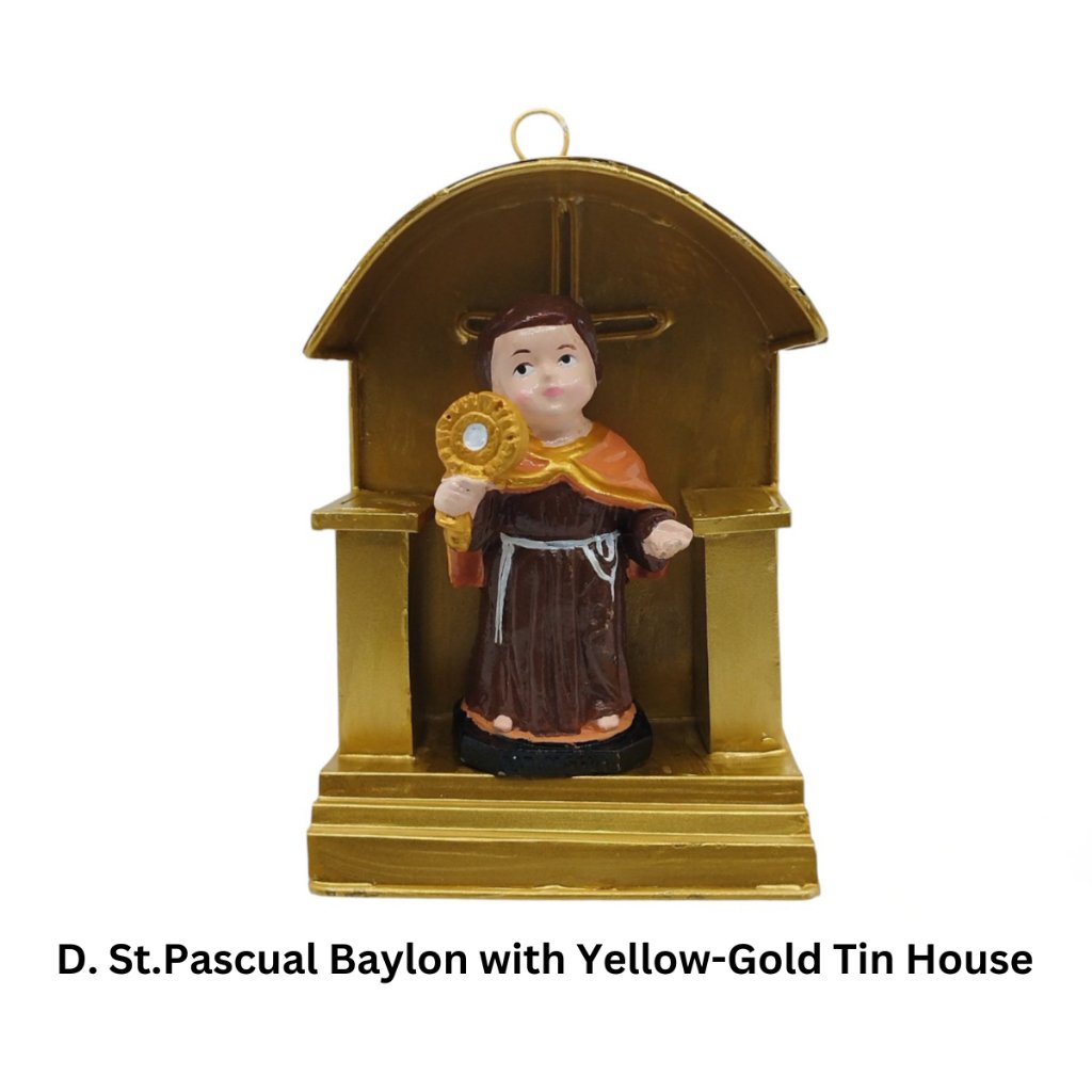 Chibi Saint St Pascual Baylon with Tin House Religious Figurines Home Decor Height: 4-5 inches - Image 5