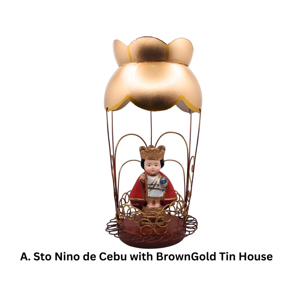 Chibi Saint Sto. Nino de Cebu with Tin House Religious Figurines Home Decor Height: 4-5 inches - Image 2