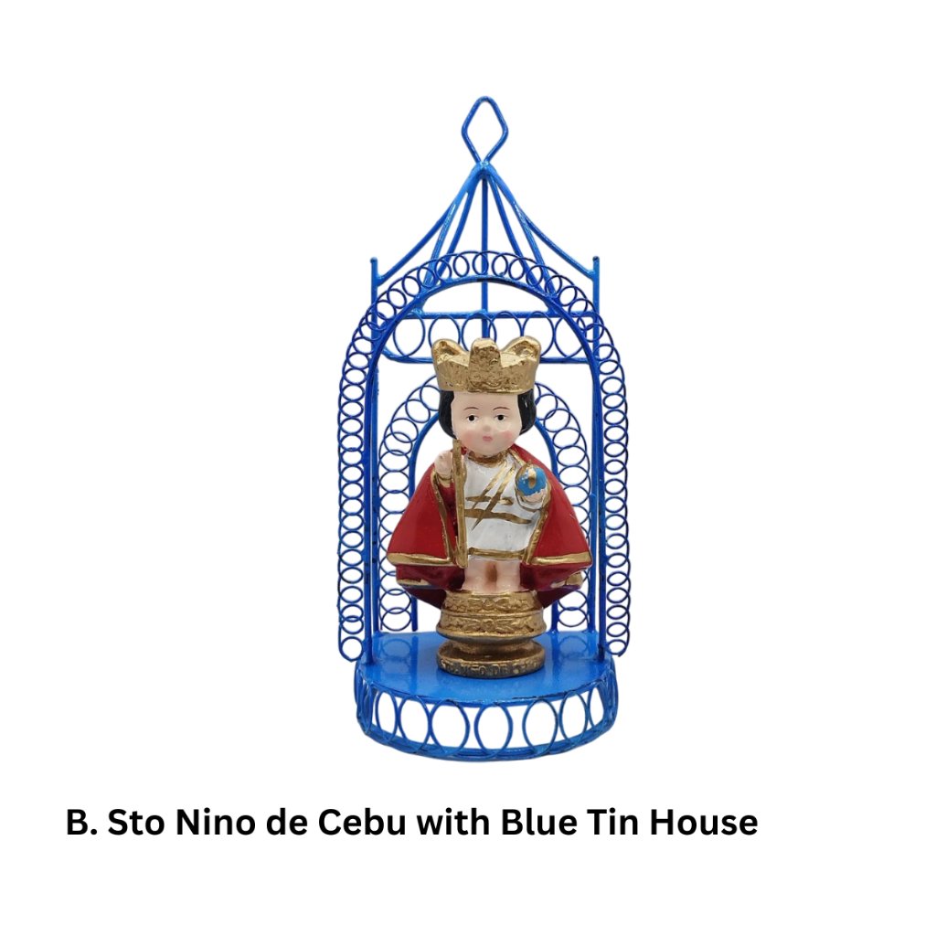 Chibi Saint Sto. Nino de Cebu with Tin House Religious Figurines Home Decor Height: 4-5 inches - Image 3