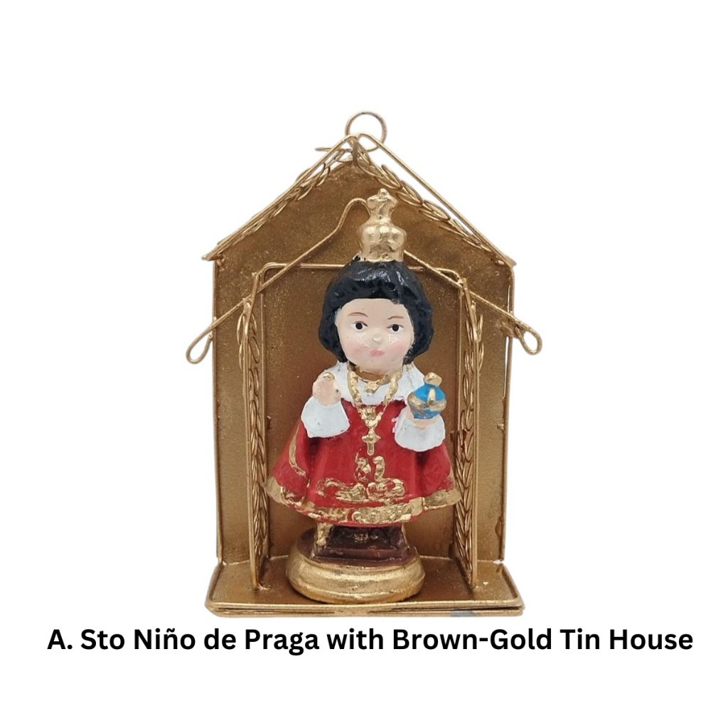 Chibi Saint Sto. Nino de Praga with Sacred House Religious Figurines Home Decor Height: 4-8 inche - Image 2