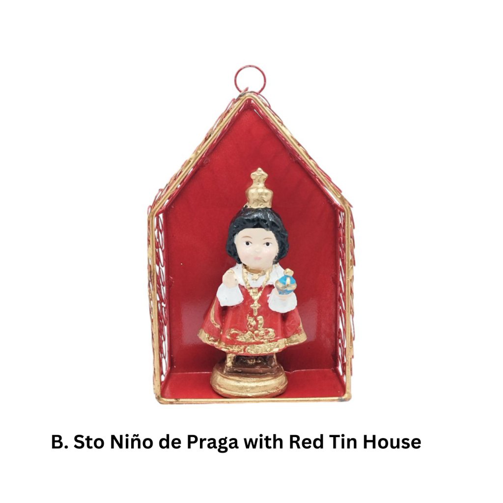 Chibi Saint Sto. Nino de Praga with Sacred House Religious Figurines Home Decor Height: 4-8 inche - Image 3