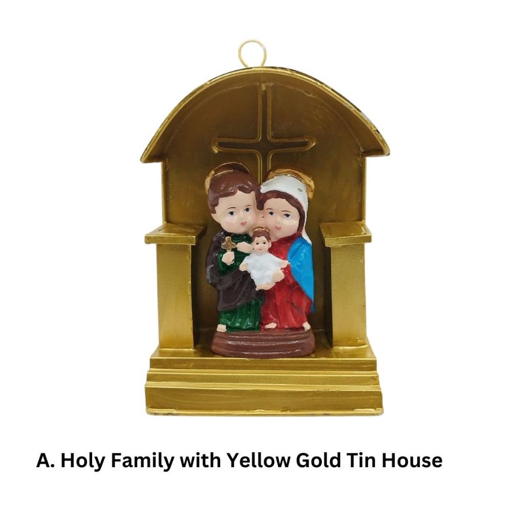 Chibi Saints Holy Family with Tin House Religious Figurines Home Decor Height: 4-5 inches - Image 2