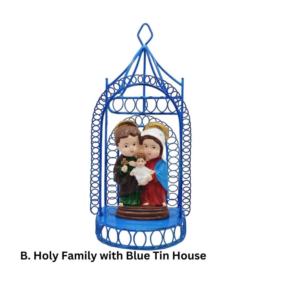 Chibi Saints Holy Family with Tin House Religious Figurines Home Decor Height: 4-5 inches - Image 3