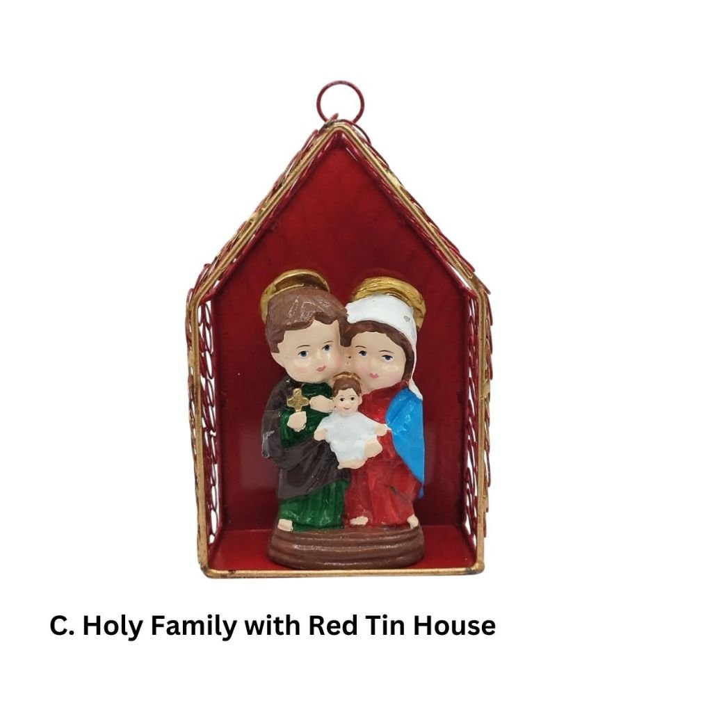 Chibi Saints Holy Family with Tin House Religious Figurines Home Decor Height: 4-5 inches - Image 4