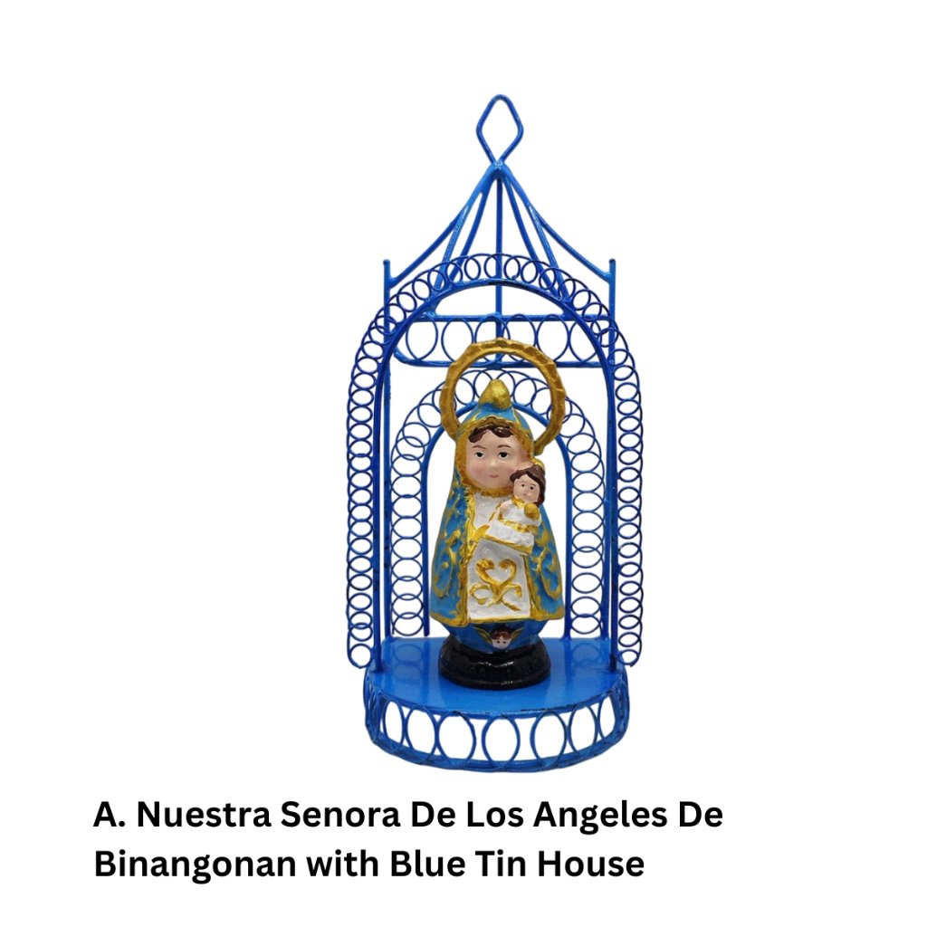Chibi Saints Nuestra Senora De Los Angeles De Binangonan with Tin House Religious Figurines Home Dec - Image 2