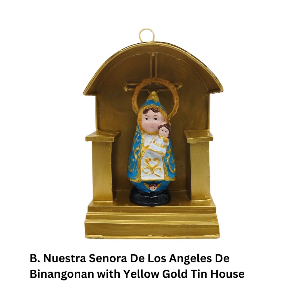 Chibi Saints Nuestra Senora De Los Angeles De Binangonan with Tin House Religious Figurines Home Dec - Image 3