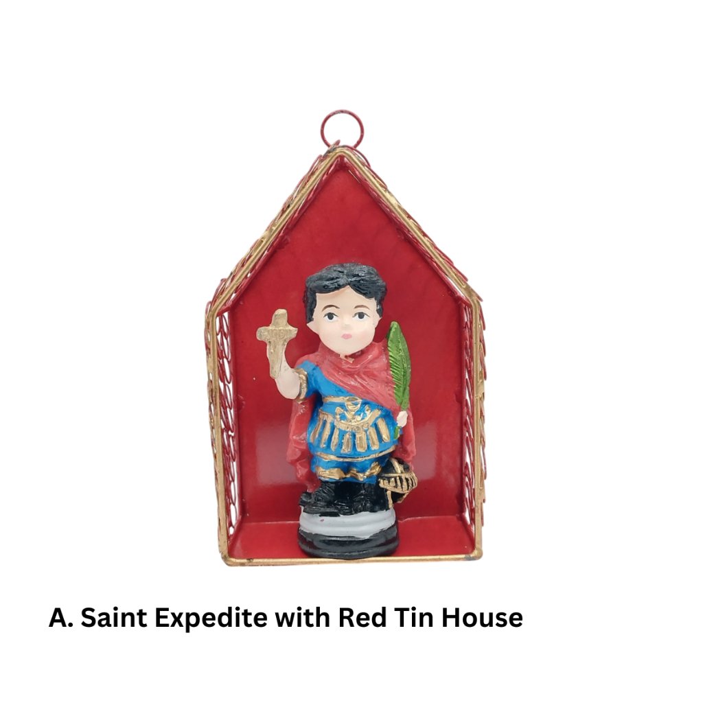 Chibi Saints St. Expedite with Tin House Religious Figurines Home Decor Height: 4-5 inches - Image 2