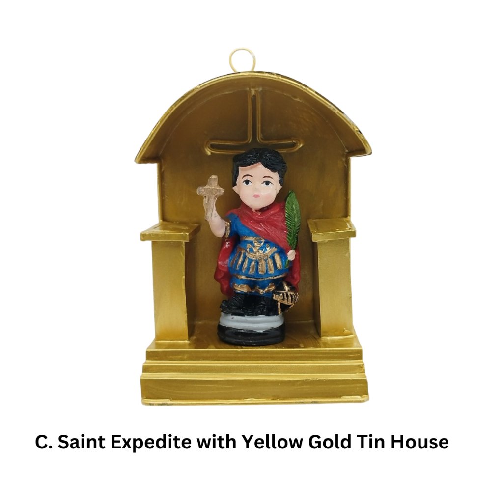 Chibi Saints St. Expedite with Tin House Religious Figurines Home Decor Height: 4-5 inches - Image 4