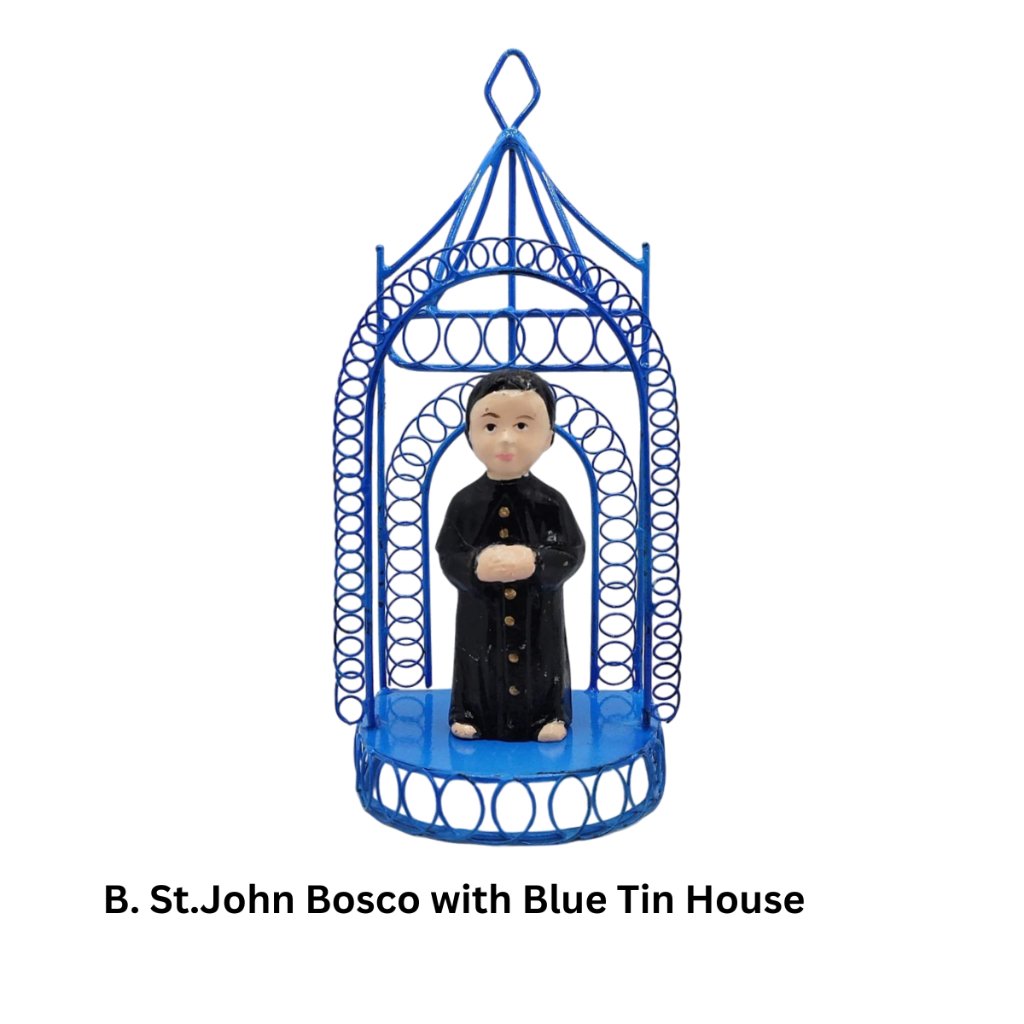 Chibi Saints St. John Bosco with Tin House Religious Figurines Home Decor Height: 4-5 inches - Image 3
