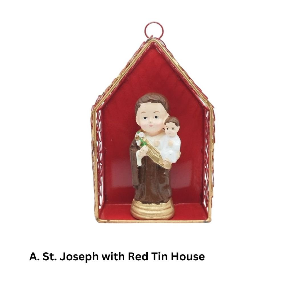 Chibi Saints St. Joseph with Tin House Religious Figurines Home Decor Height: 4-5 inches - Image 2