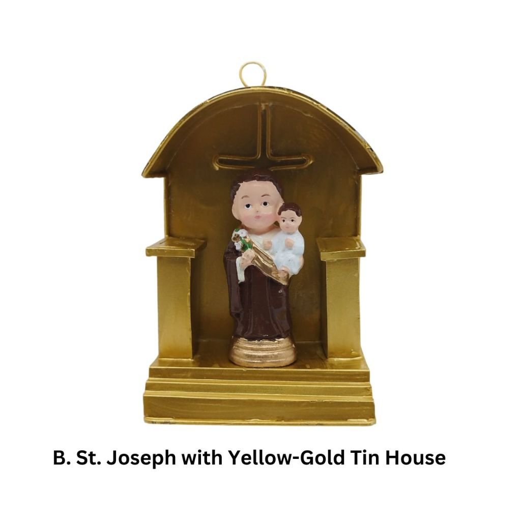 Chibi Saints St. Joseph with Tin House Religious Figurines Home Decor Height: 4-5 inches - Image 3