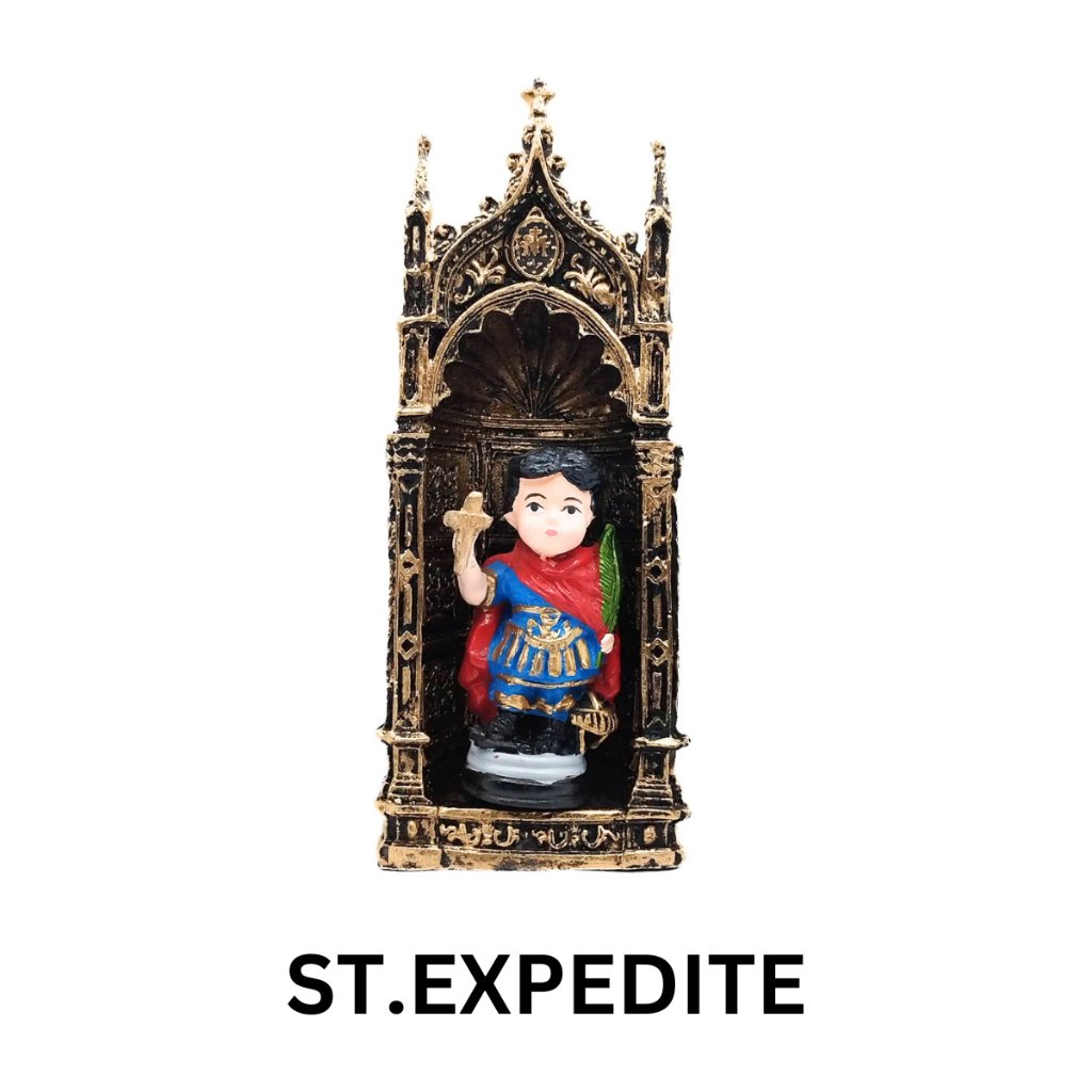 Chibi Saints with Gold Retablo Resin Home Decor Height: 8.5 inches - Image 3