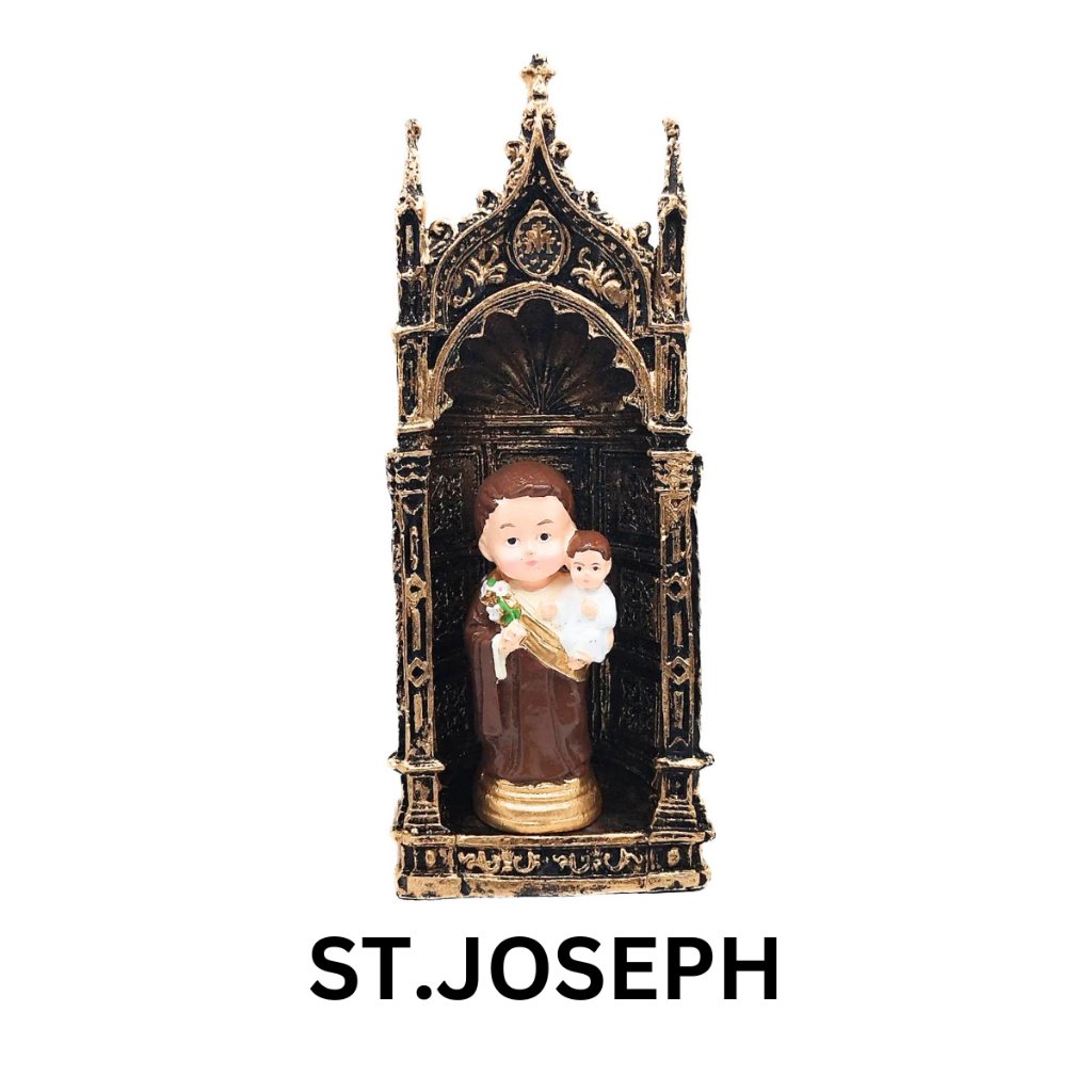 Chibi Saints with Gold Retablo Resin Home Decor Height: 8.5 inches - Image 6