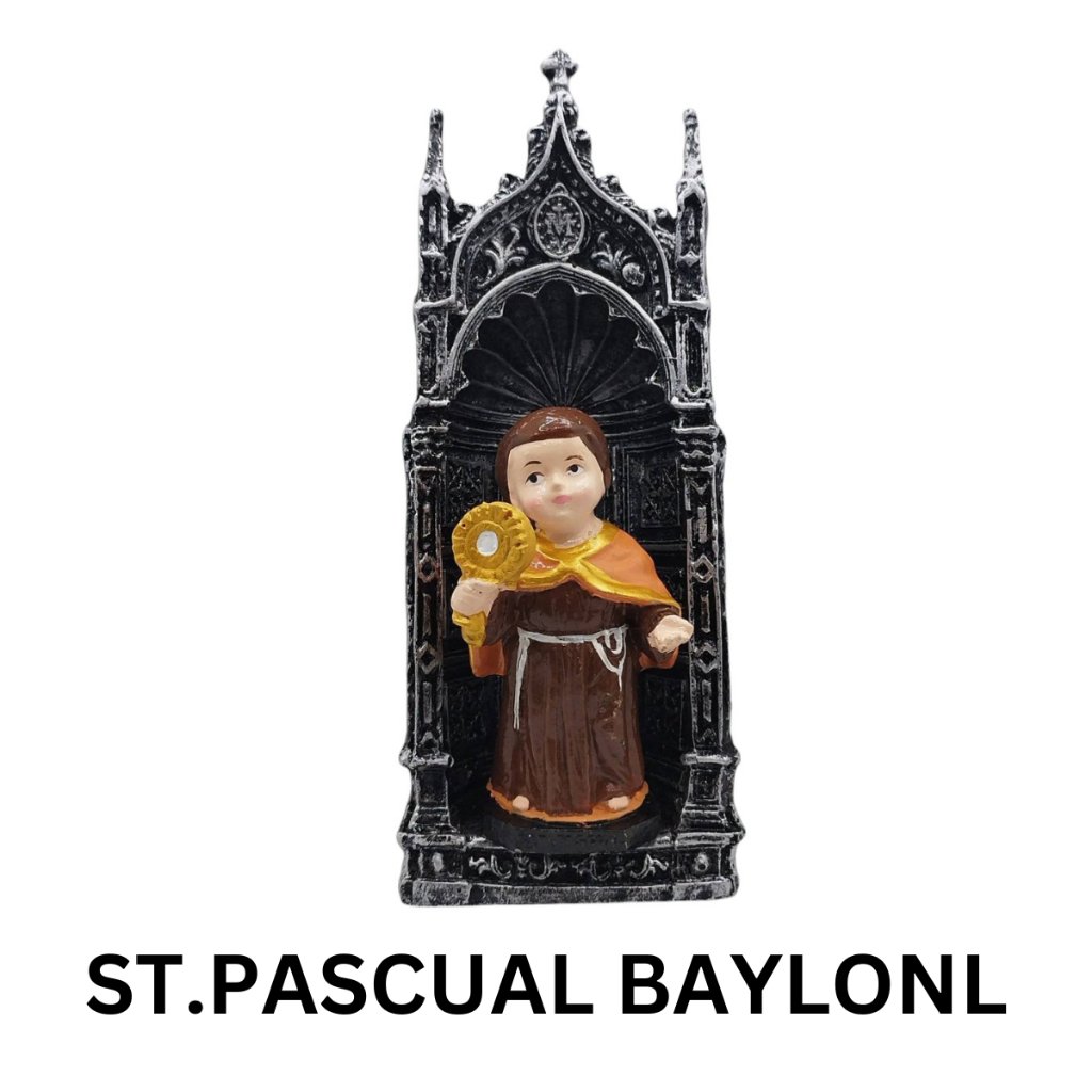 Chibi Saints Religious with Silver Retablo Resin Home Decor Height: 8.5 inches - Image 4