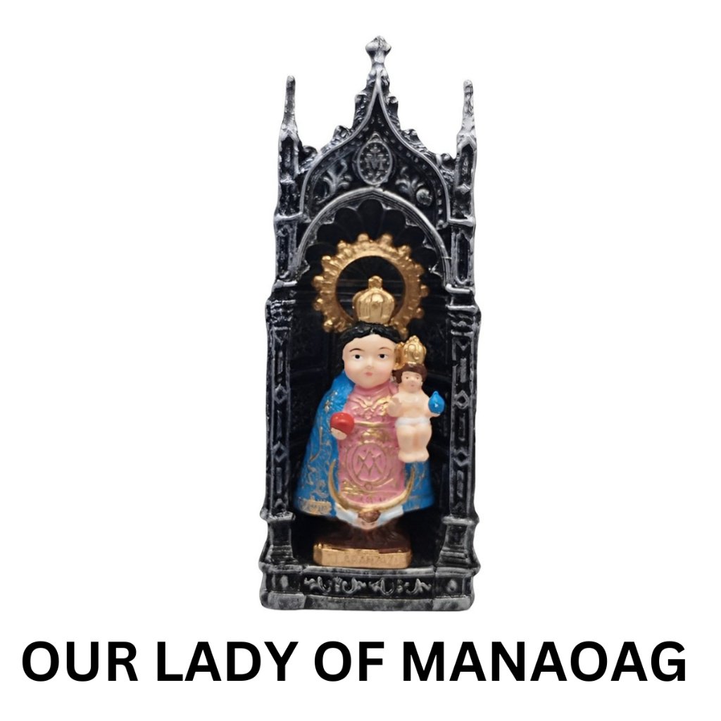 Chibi Saints Religious with Silver Retablo Resin Home Decor Height: 8.5 inches - Image 7
