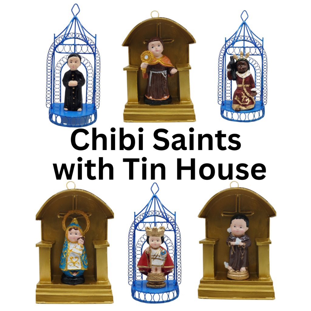 Chibi Saints Religious with Tin House Home Decor Height: 4 to 5 inches - Image 2