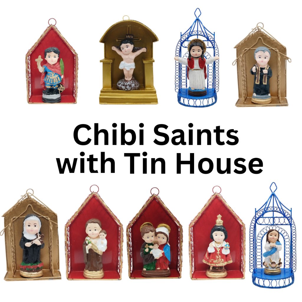 Chibi Saints Religious  with Tin House Home Decor Height: 4 to 5 inches