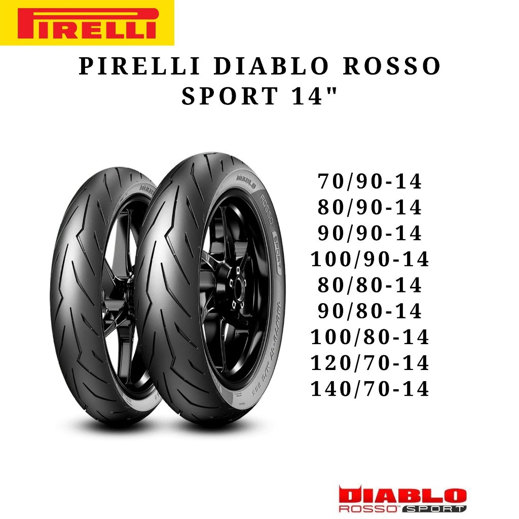 PIRELLI Diablo Rosso Sport Size 14" Tubeless Motorcycle Tire - Image 5