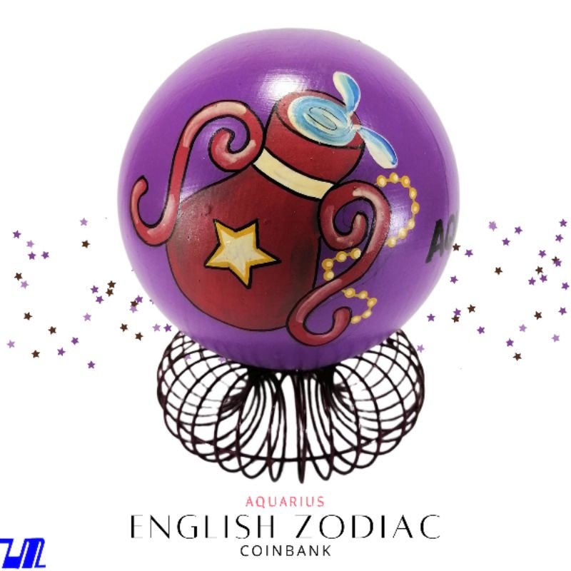 Alkansya Coin Bank for Kids English Aquarius Zodiac Sign