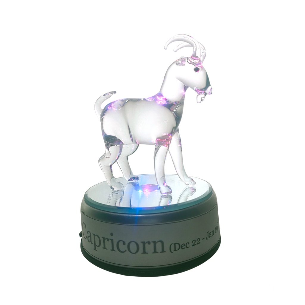 English Zodiac Sign Glass Figurine in Rotating Base - Image 4