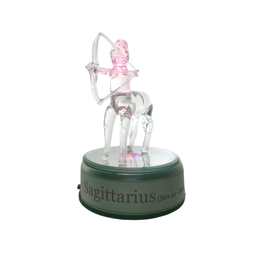 English Zodiac Sign Glass Figurine in Rotating Base - Image 5